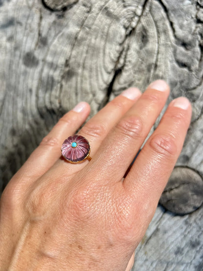 Bague BAIE III . Améthyste & turquoise