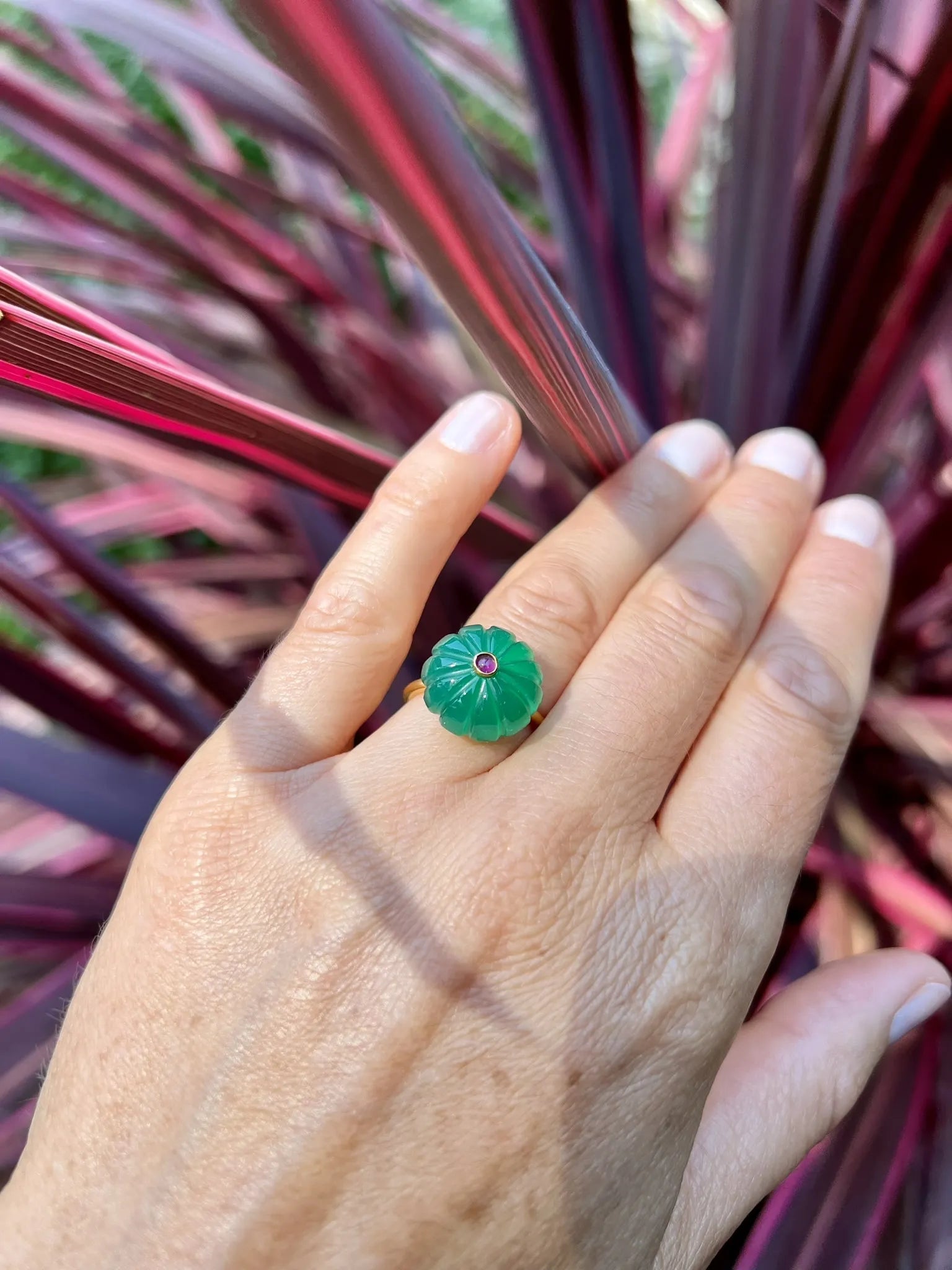 Ojigi bague baie II onyx vert et tourmaline