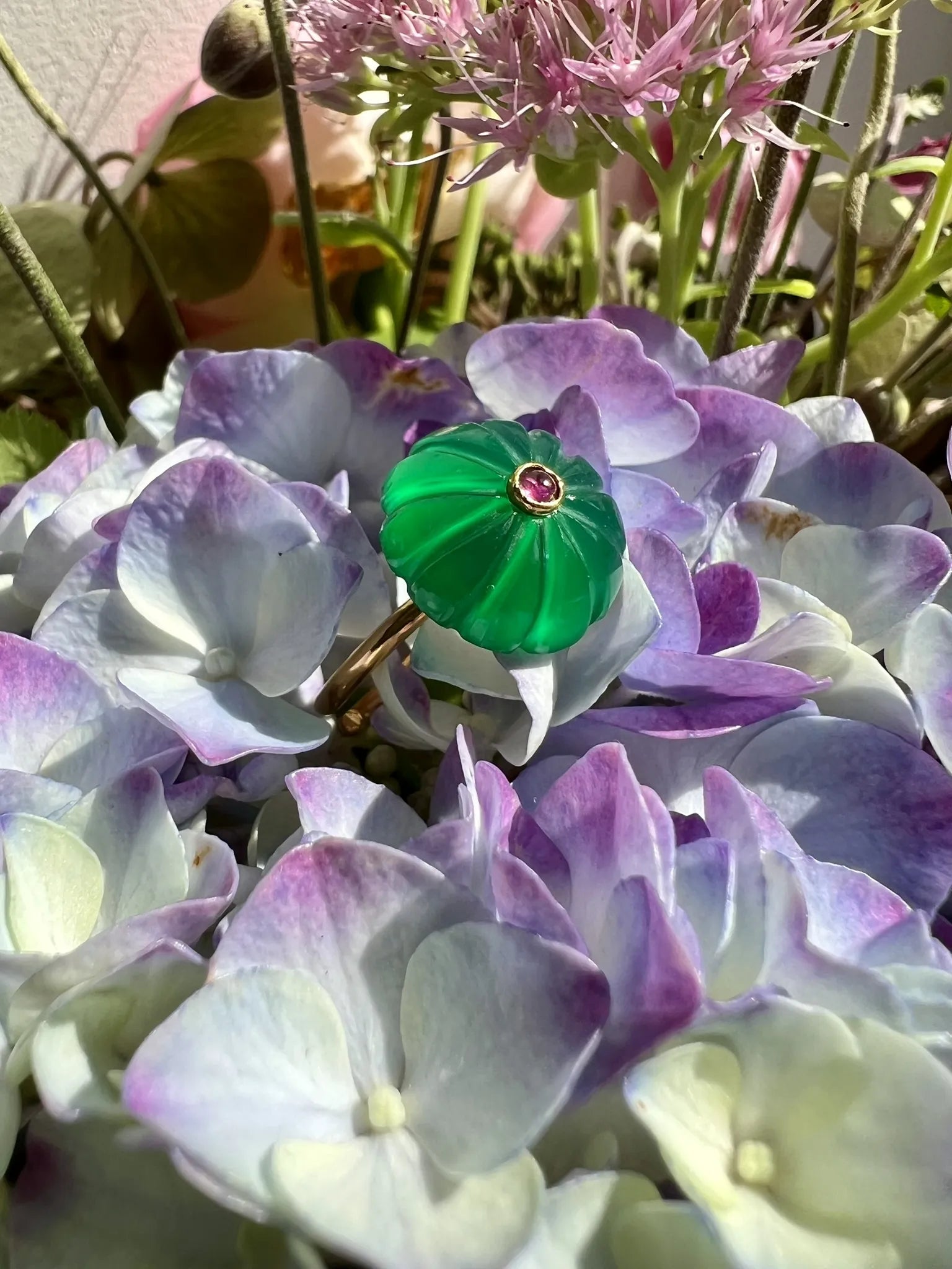 Ojigi bague baie II onyx vert et tourmaline