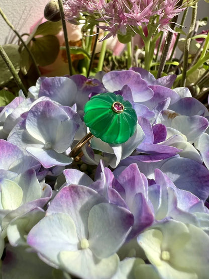 Ojigi bague baie II onyx vert et tourmaline
