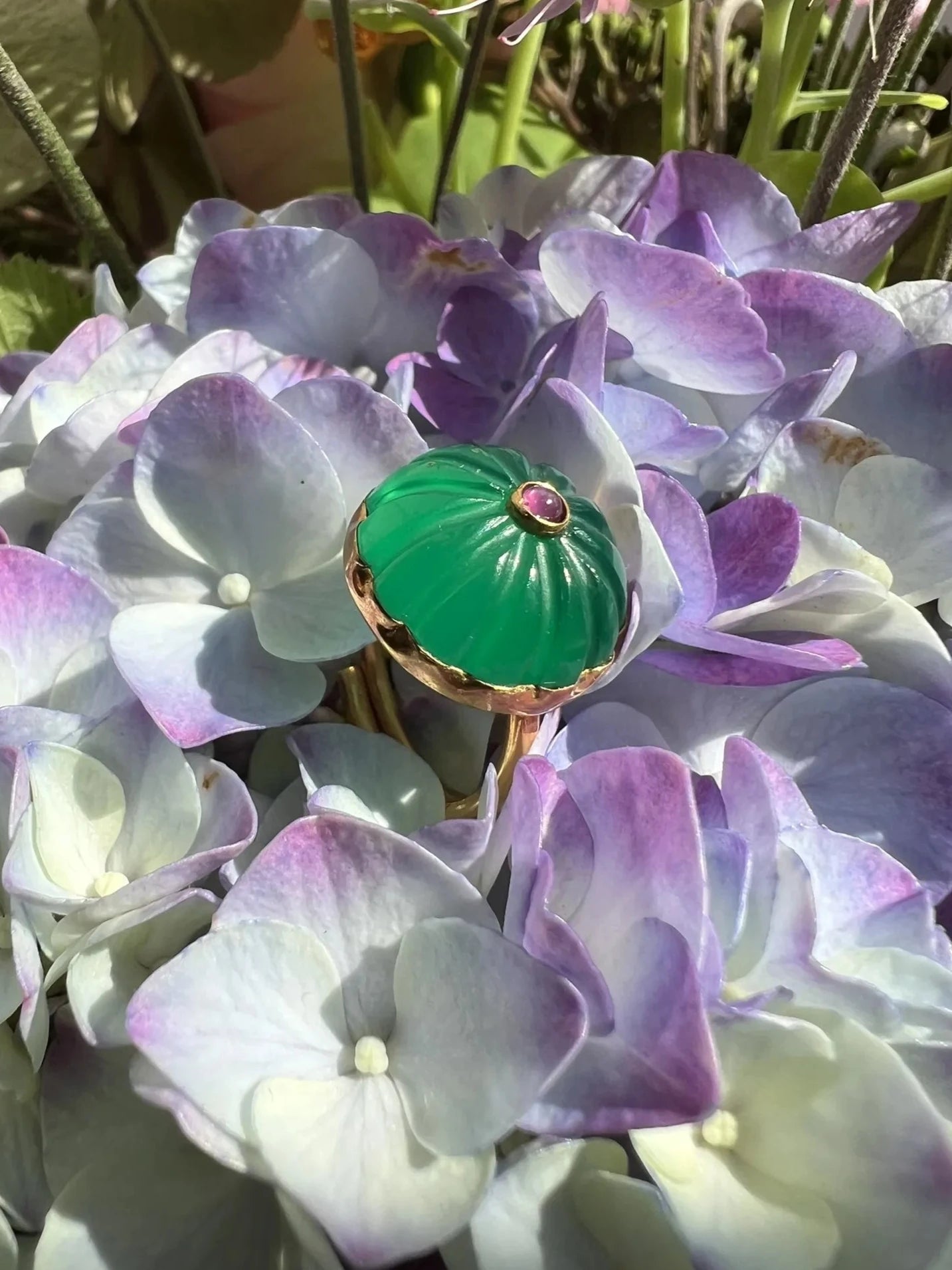 Ojigi bague baie III onyx vert et tourmaline
