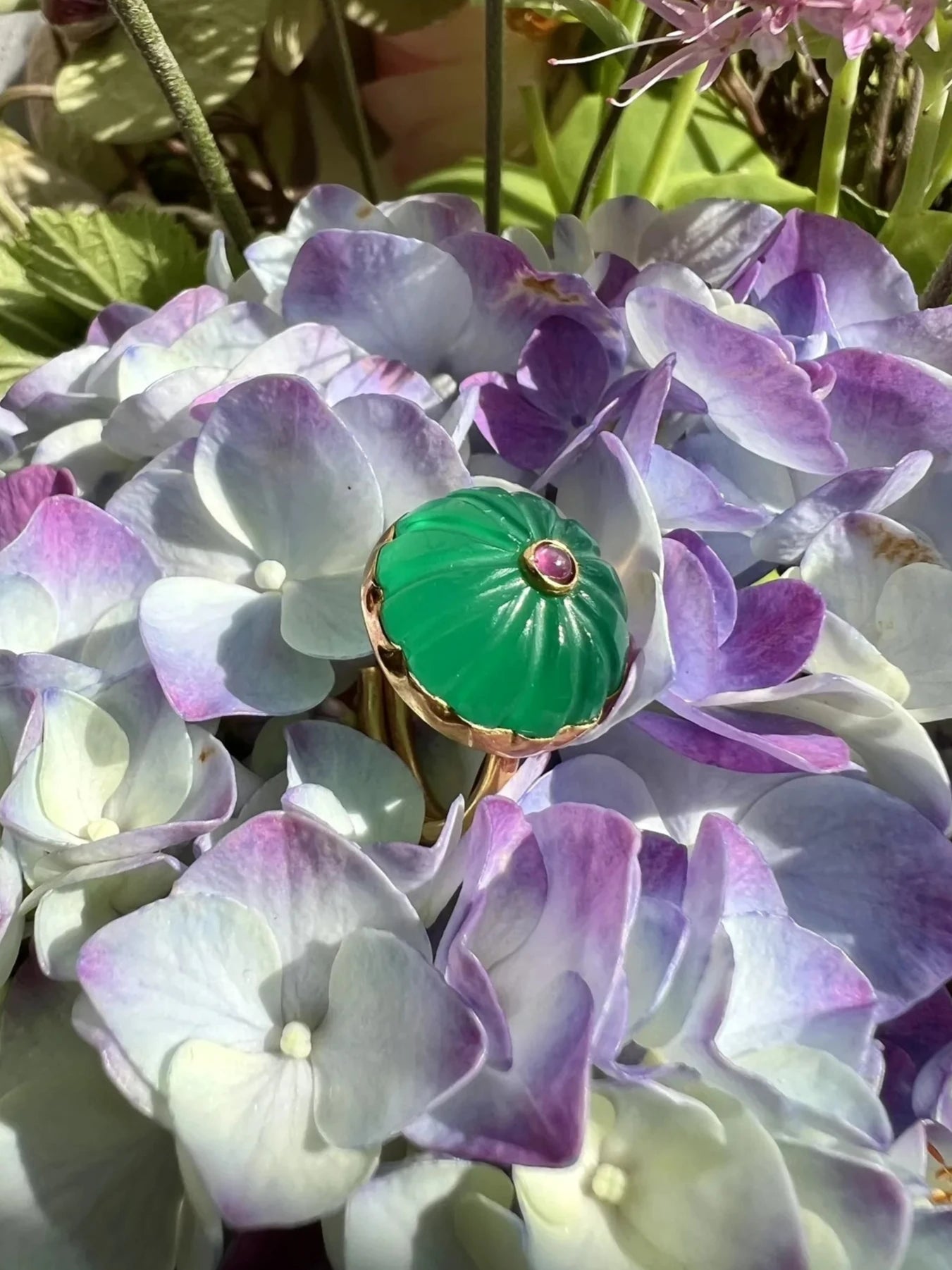 Ojigi bague baie III onyx vert et tourmaline