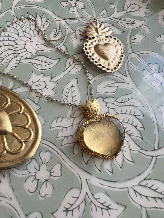 ojigi Madhura pendentif cœur améthyste verte 