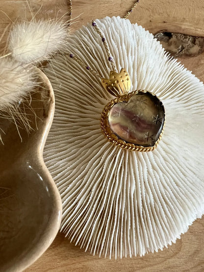 ojigi Madhura pendentif cœur fluorite 