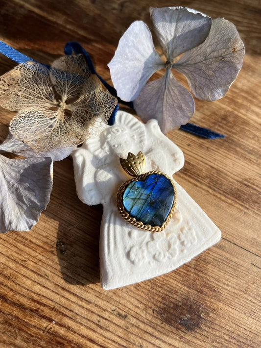 ojigi Madhura pendentif cœur labradorite