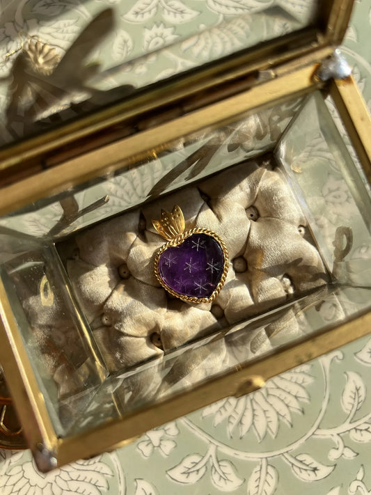ojigi Madhura pendentif cœur améthyste violette