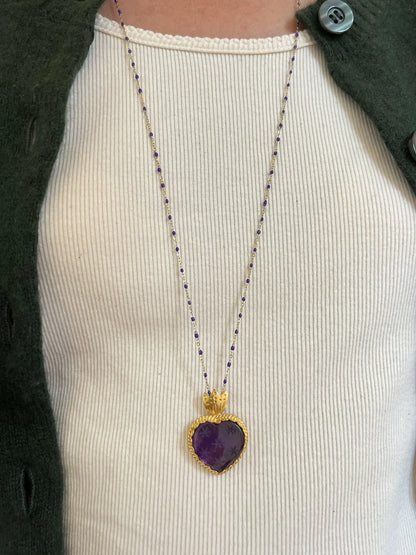 ojigi Madhura pendentif cœur améthyste violette