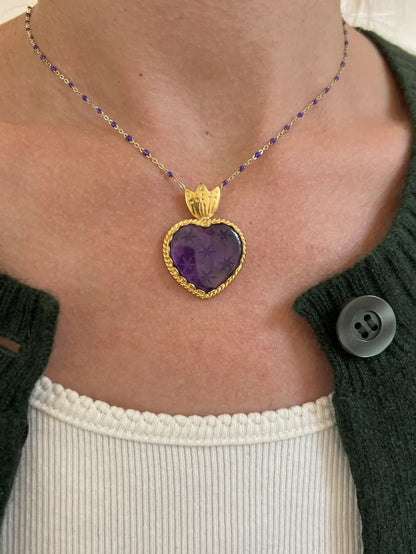 ojigi Madhura pendentif cœur améthyste violette
