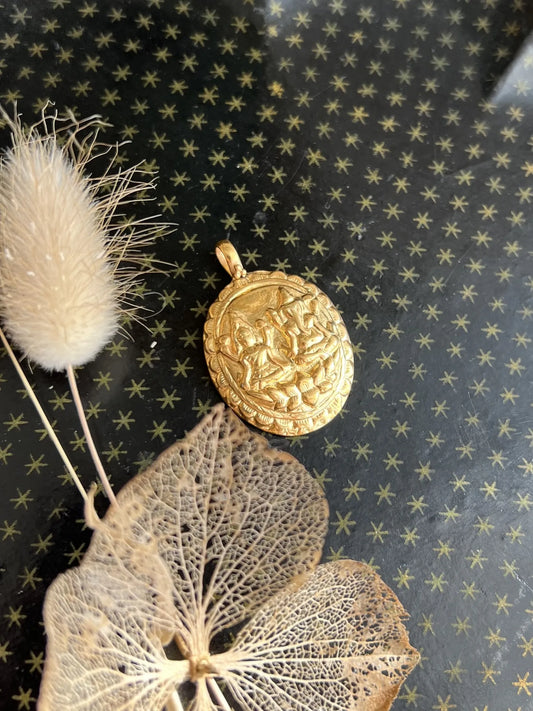 Pendentif grande amulette Lakshmi & Ganesh