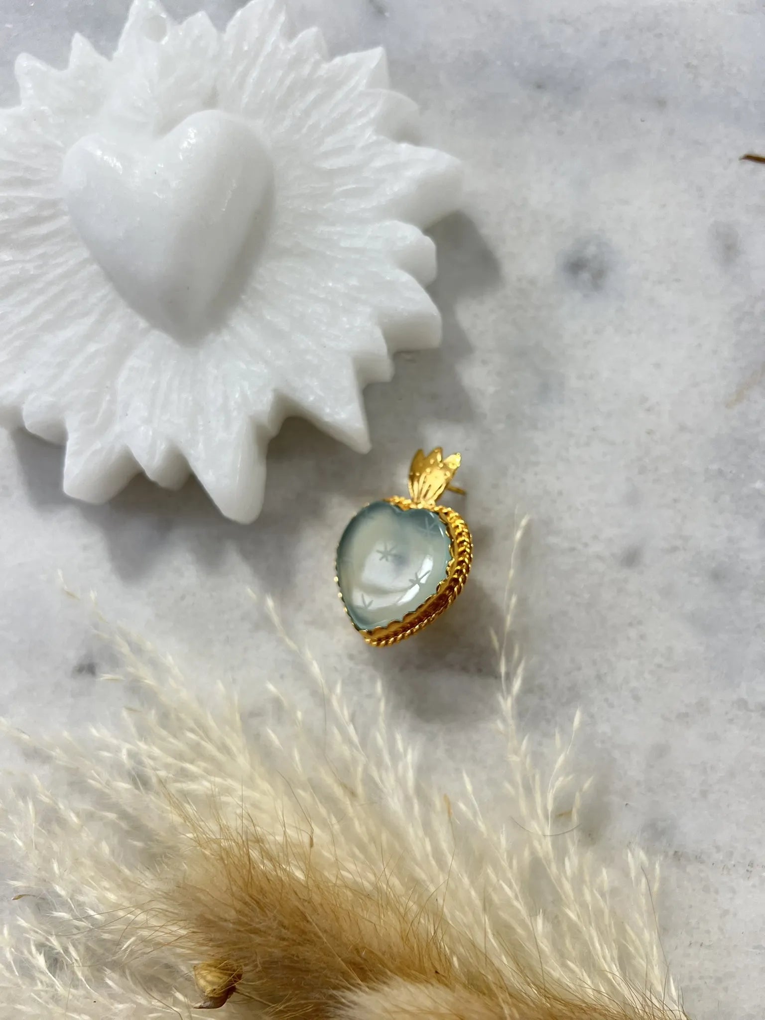 ojigi broche faites un vœu calcite aqua