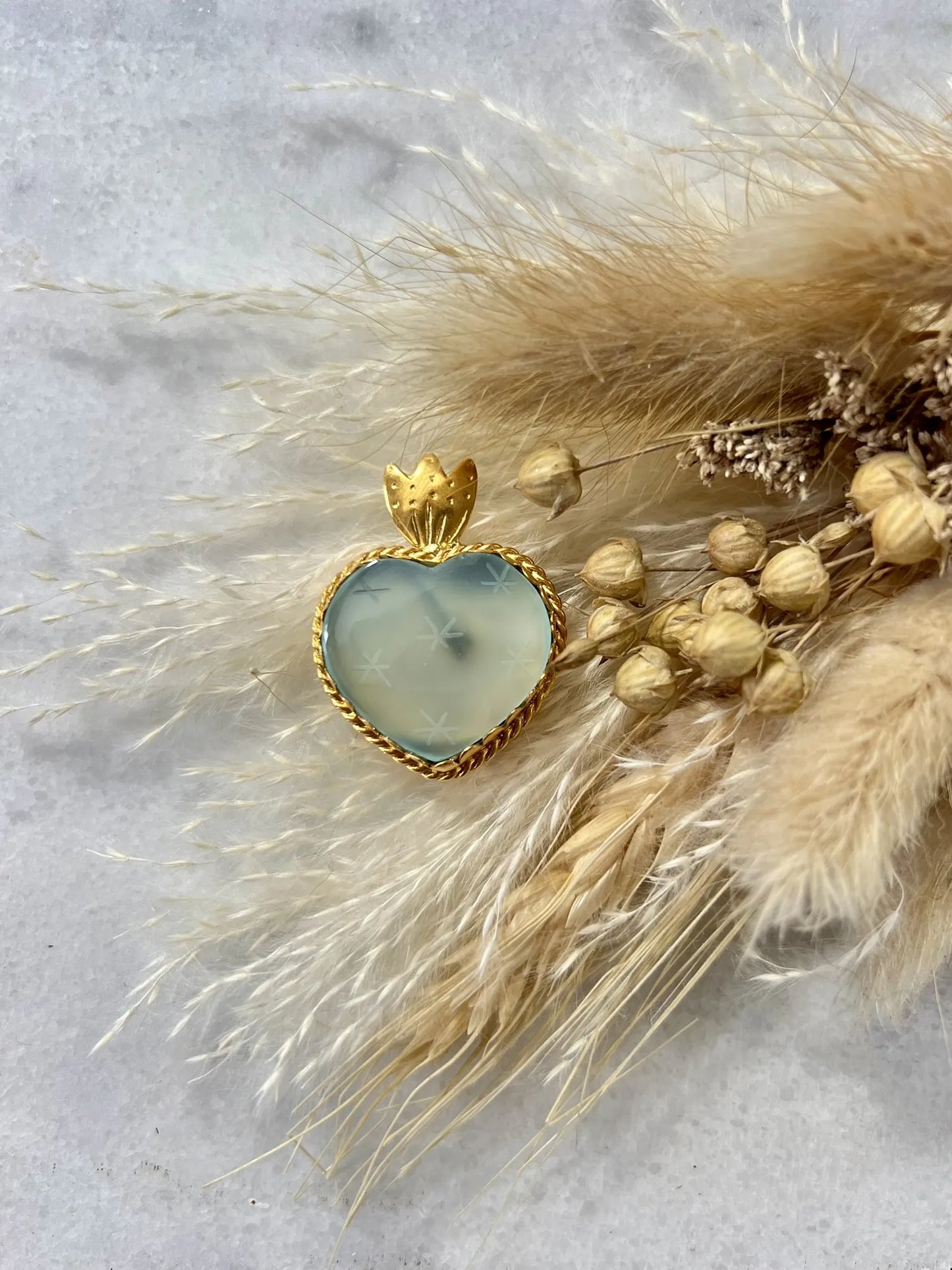 ojigi broche faites un vœu calcite aqua