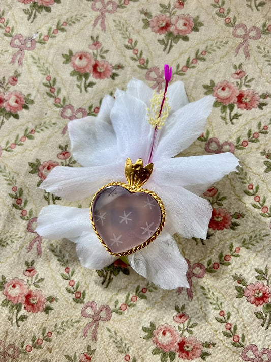 ojigi broche faites un vœu Calcédoine rose 