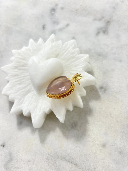 ojigi broche faites un vœu Calcédoine rose 