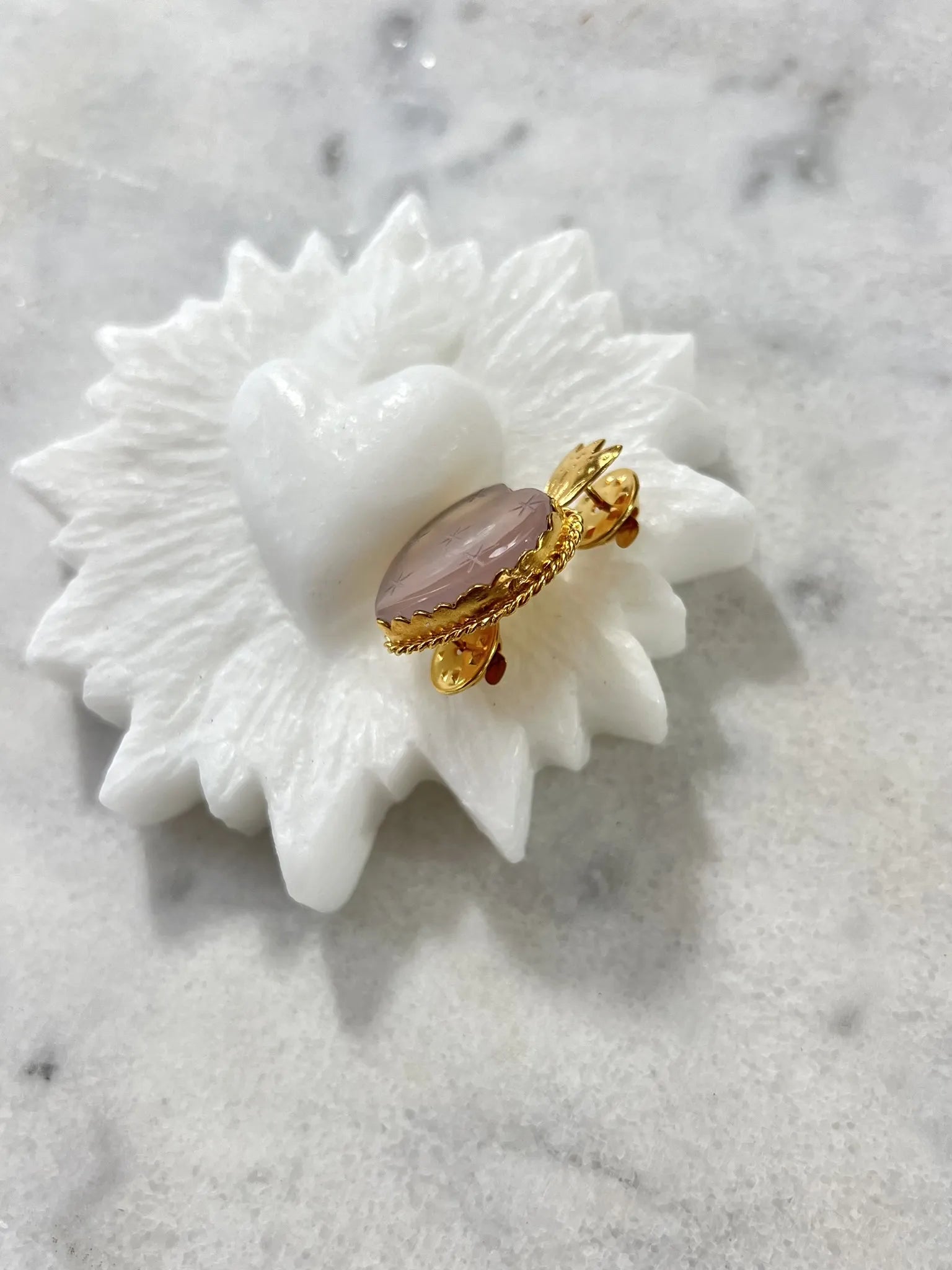 ojigi broche faites un vœu Calcédoine rose 