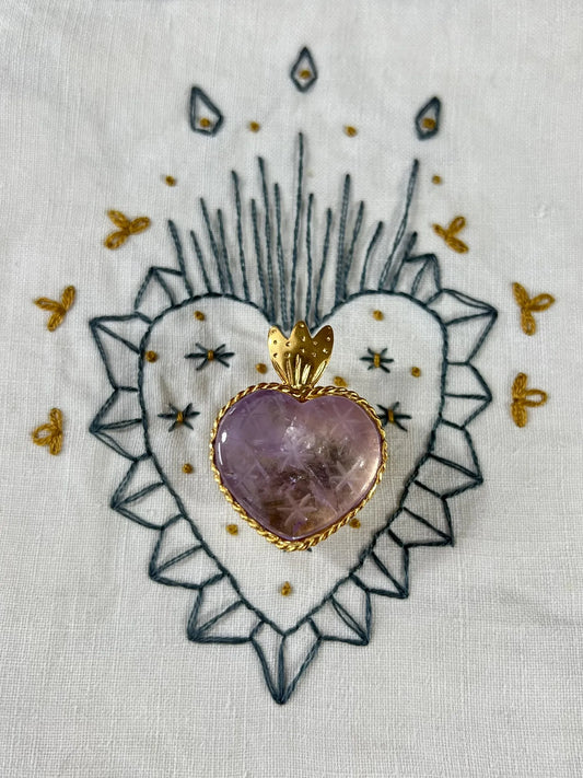 ojigi broche faites un vœu améthyste violette 