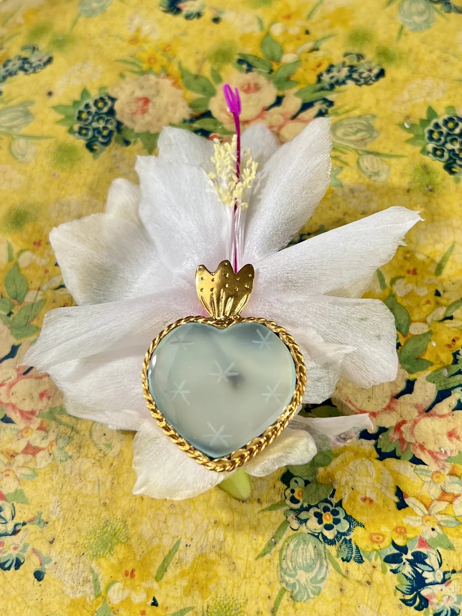 ojigi broche faites un vœu calcite aqua