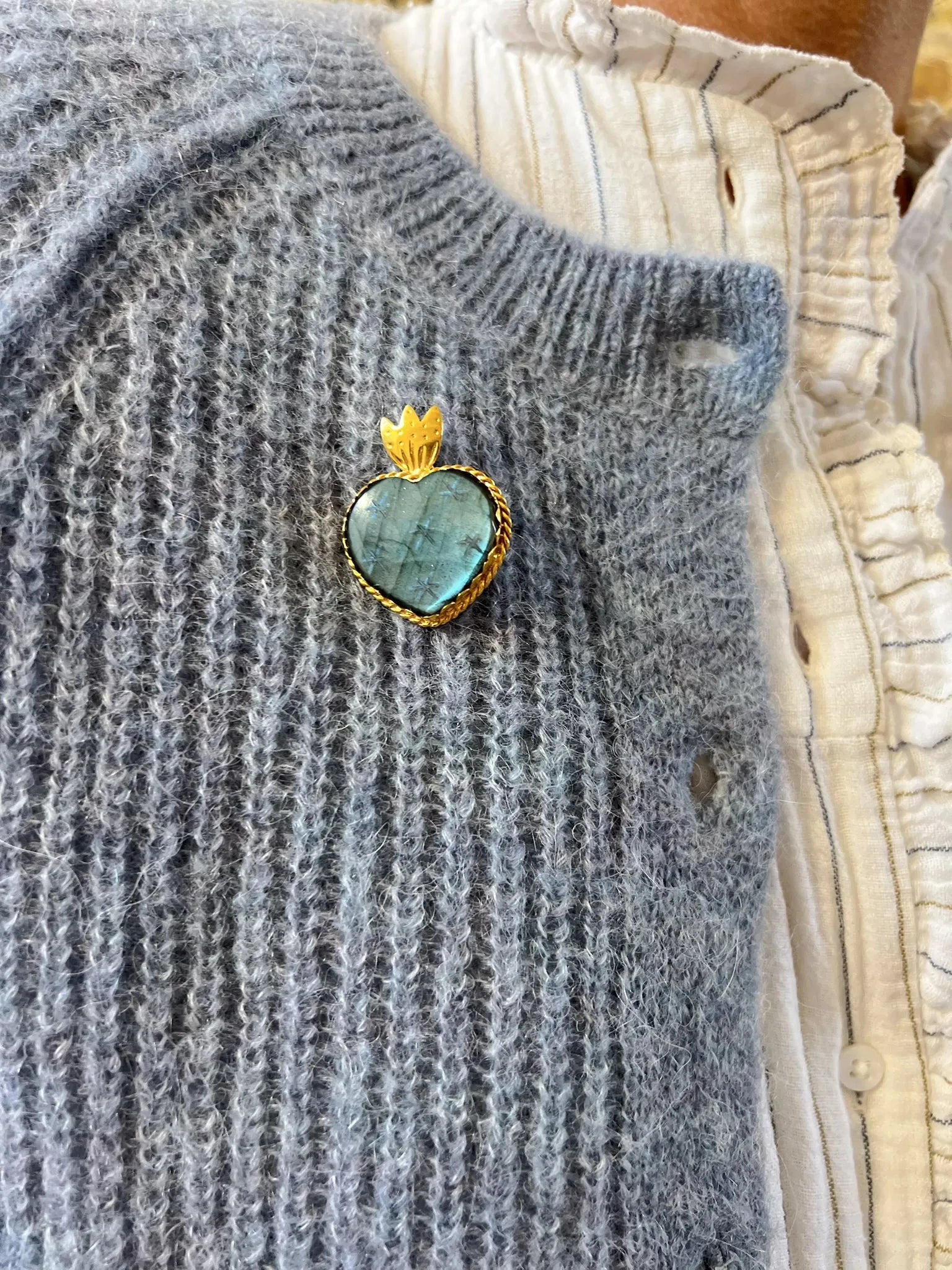 ojigi broche faites un vœu labradorite