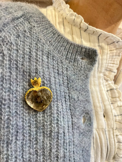 ojigi broche faites un vœu améthyste verte
