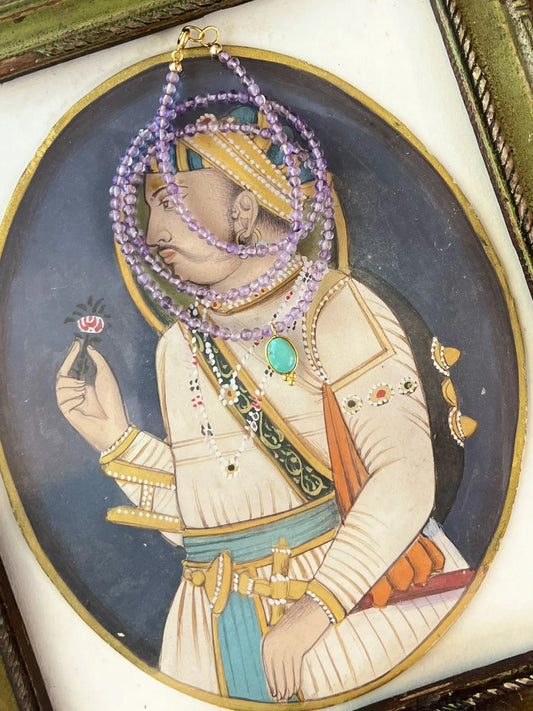 ojigi collier pondi améthyste turquoise