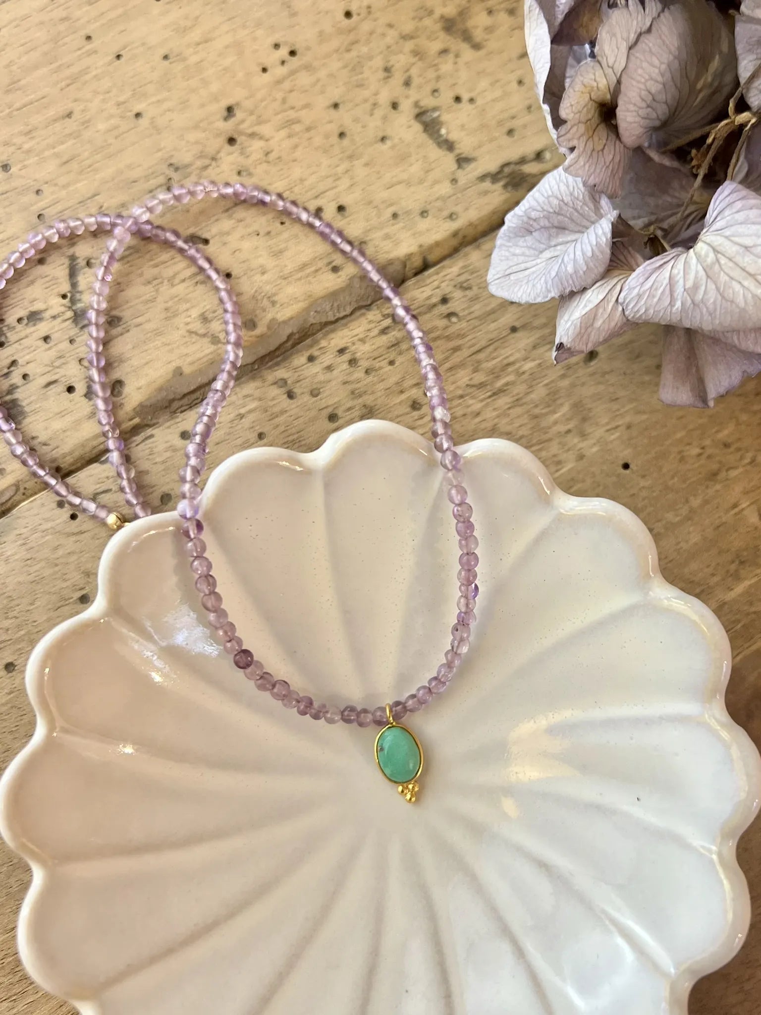 ojigi collier pondi améthyste turquoise