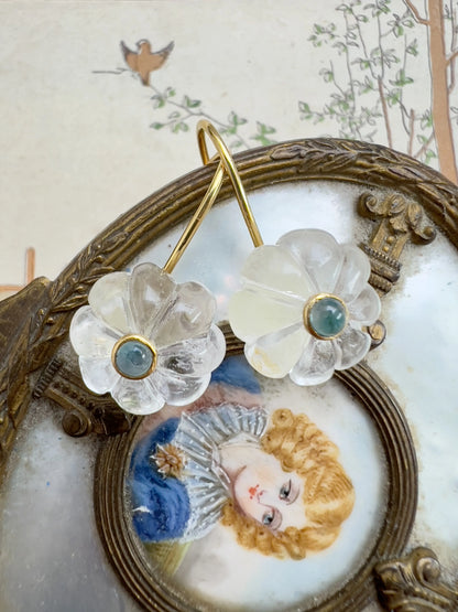 ojigi boucles d oreilles baies cristal de roche topaze