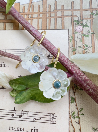 ojigi boucles d oreilles baies cristal de roche topaze