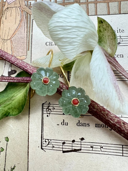 ojigi boucles d oreilles baies aventurine corail
