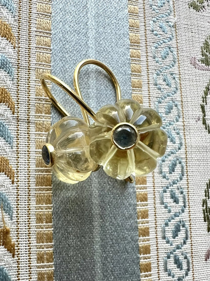 ojigi boucles d oreilles baie citrine iolite
