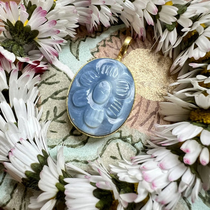 ojigi pendentif yuna XL calcédoine bleue