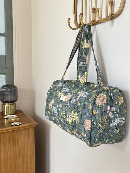 ojigi sac week end escampette gris fleuri
