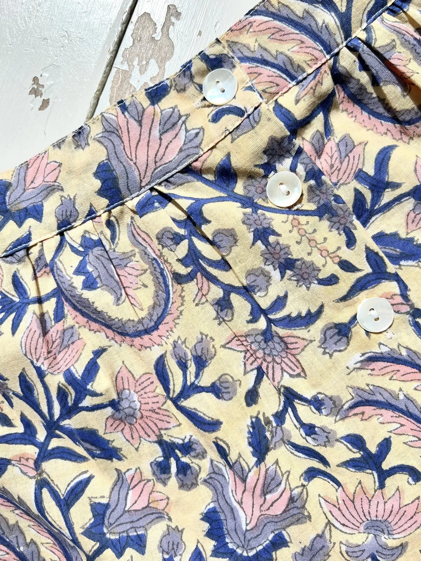 ojigi jupe longue block print paille