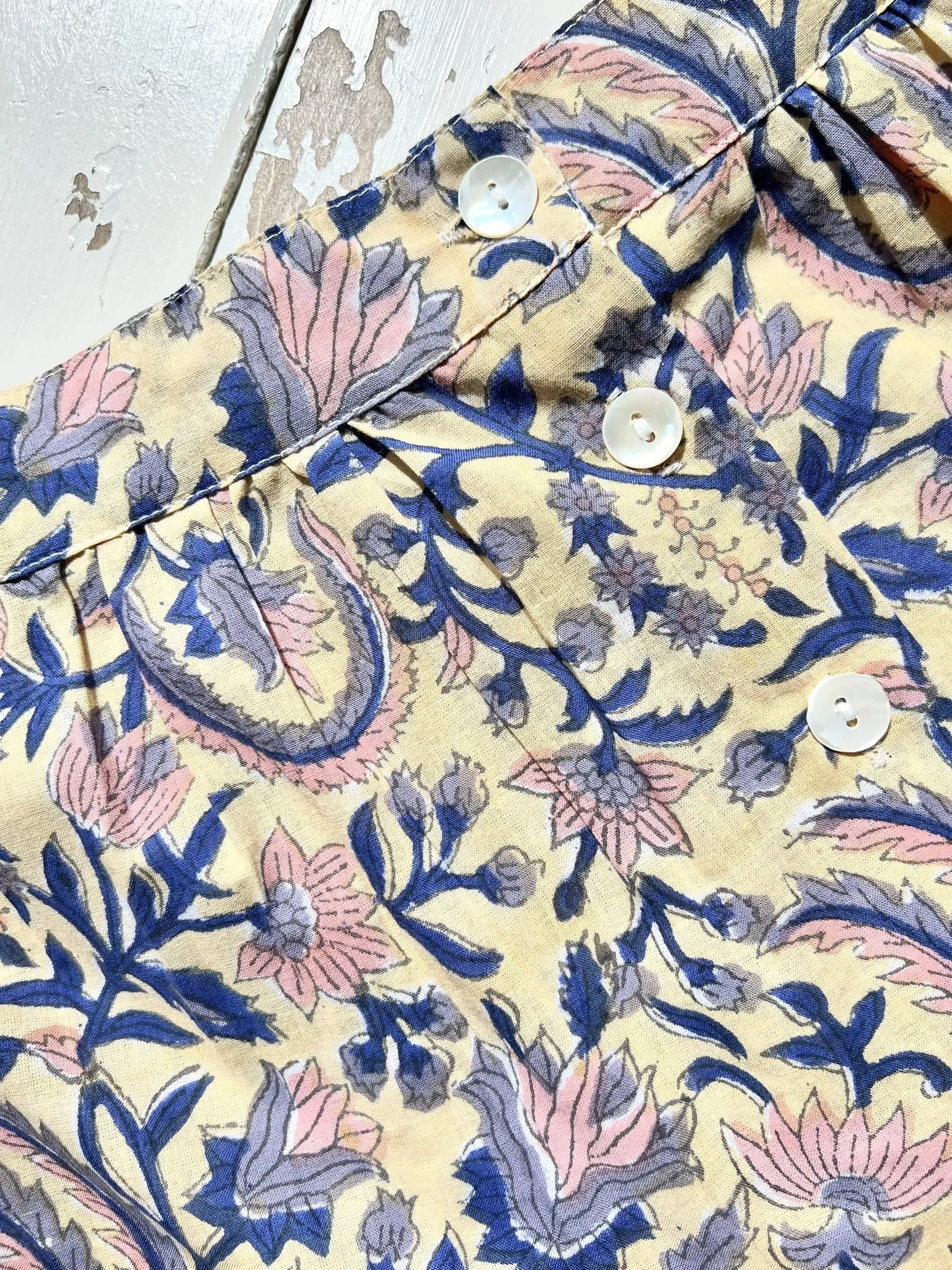 ojigi jupe longue block print paille