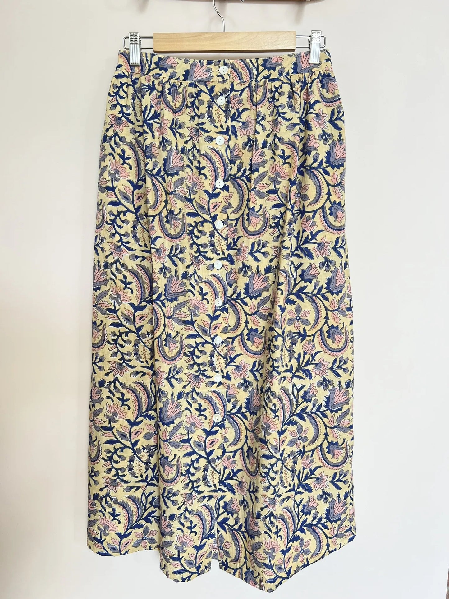 ojigi jupe longue block print paille
