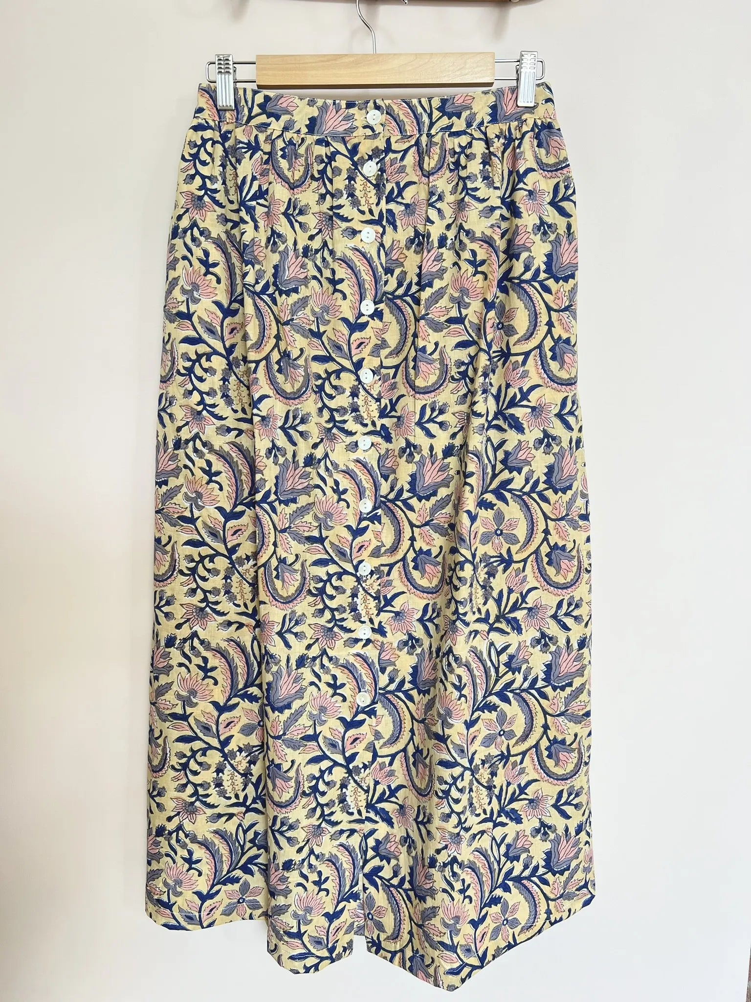 ojigi jupe longue block print paille