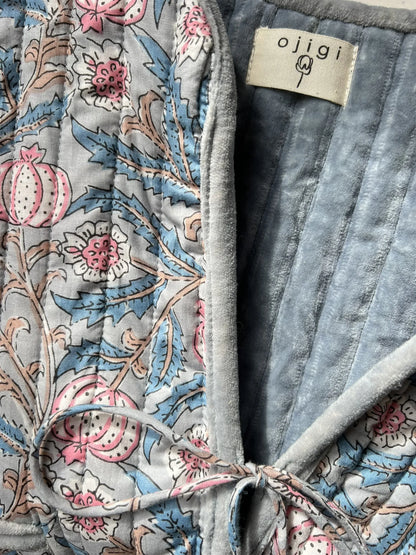 ojigi gilet matelassé sans manche velours et block print orage 