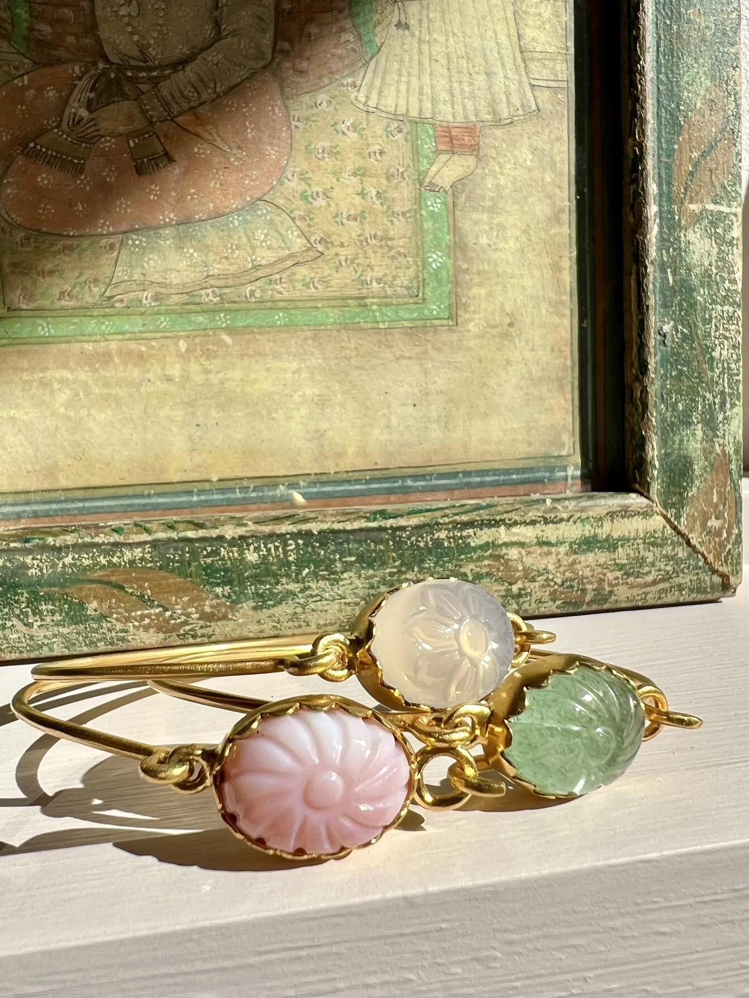 ojigi bracelet jonc jaya opale rose aventurine pierre de lune rose