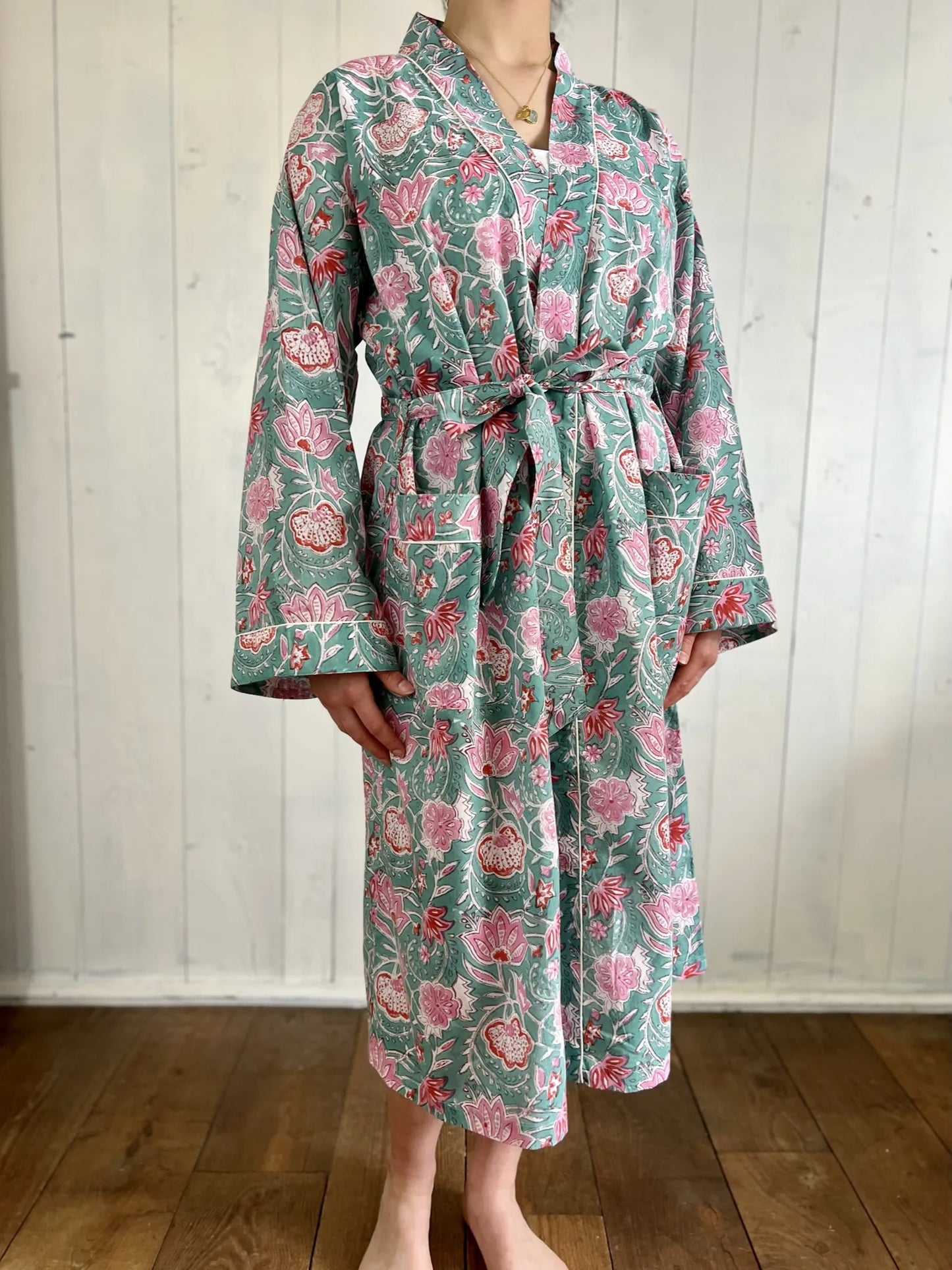 ojigi kimono goa turquoise rose orangé