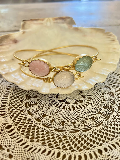 ojigi bracelet jonc jaya opale rose aventurine pierre de lune rose