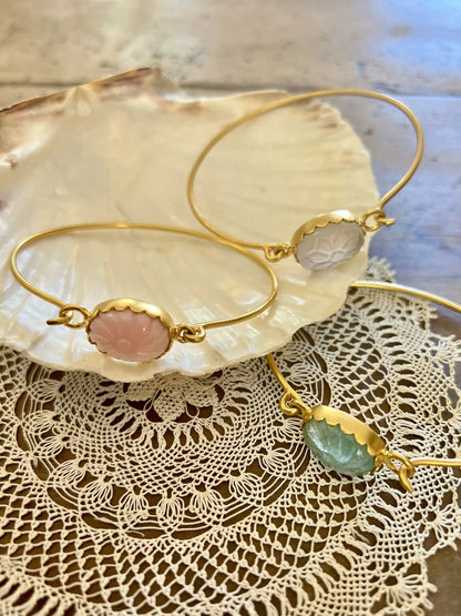 ojigi bracelet jonc jaya opale rose aventurine pierre de lune rose