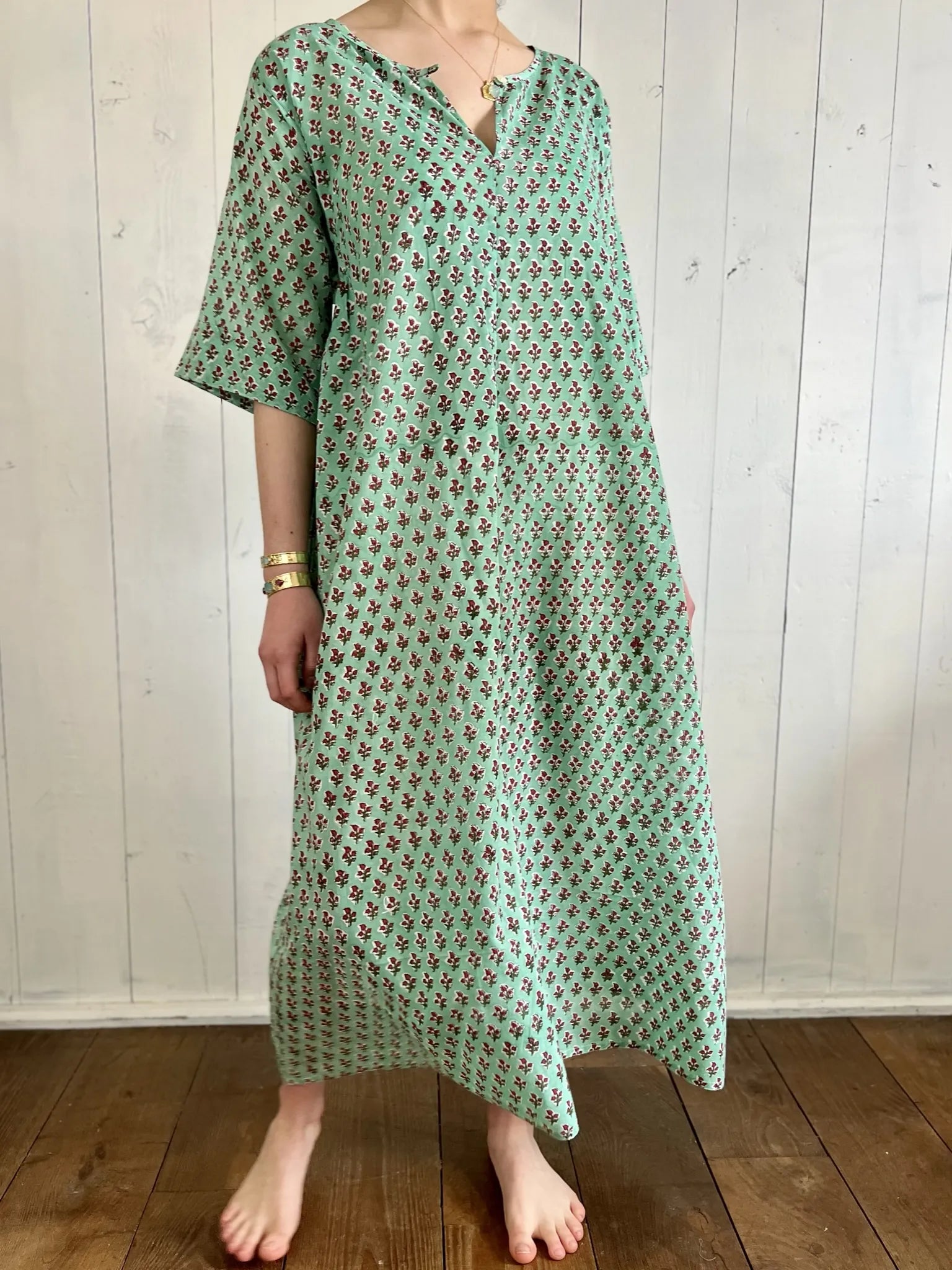 ojigi robe longue Joséphine vert bordeaux