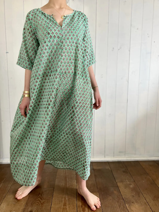ojigi robe longue Joséphine vert bordeaux