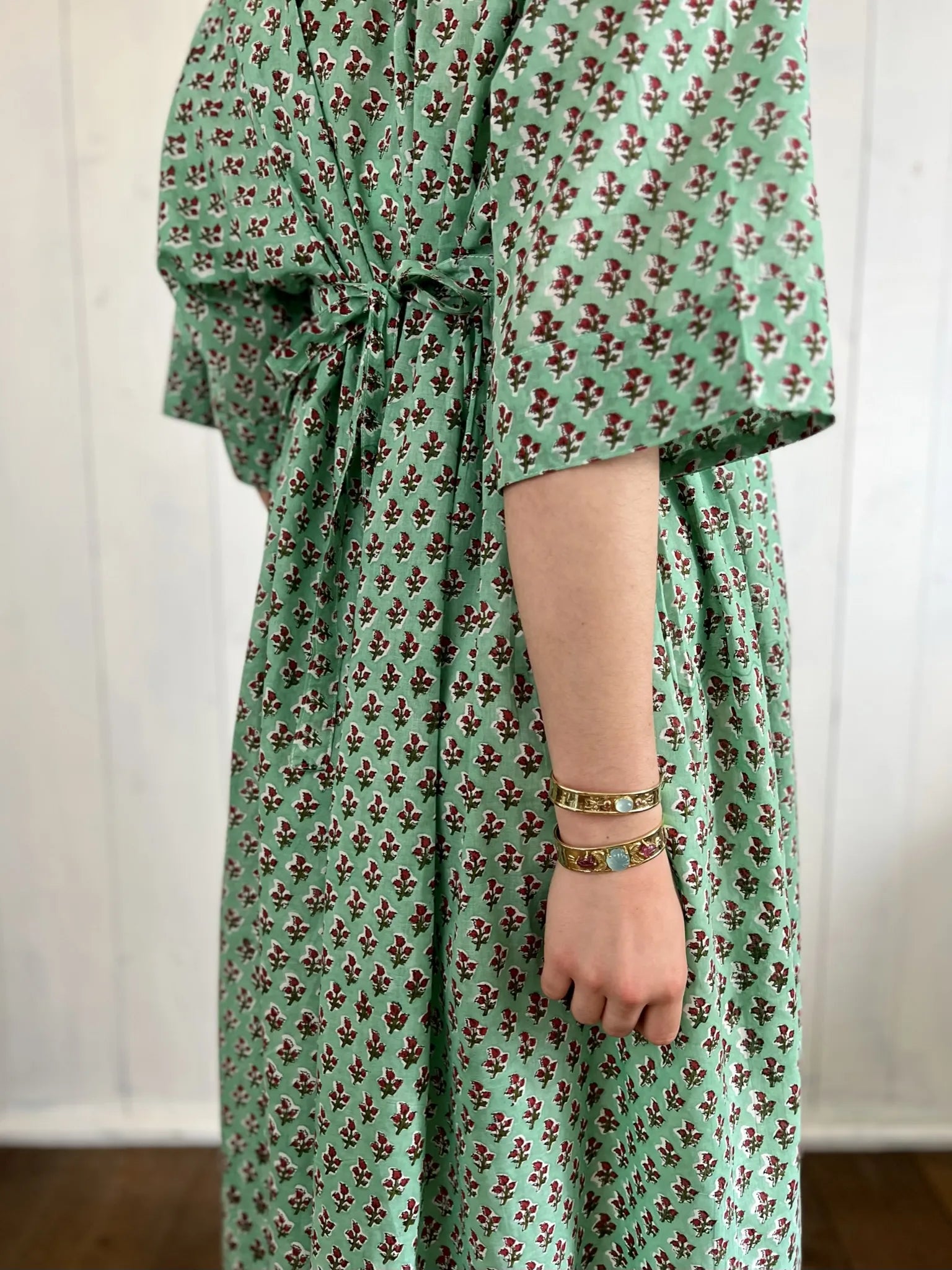 ojigi robe longue Joséphine vert bordeaux