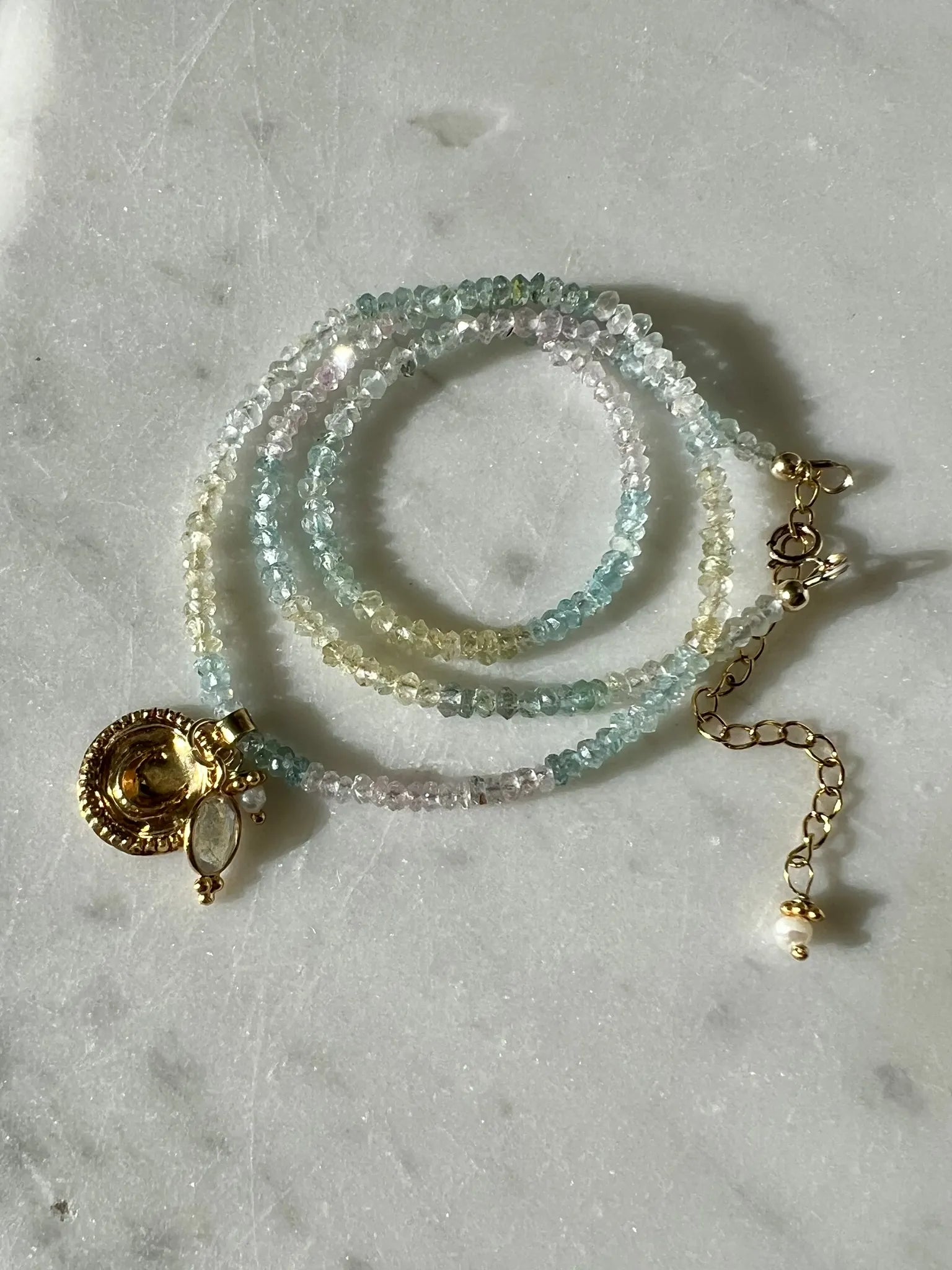ojigi collier aigue marine amulette