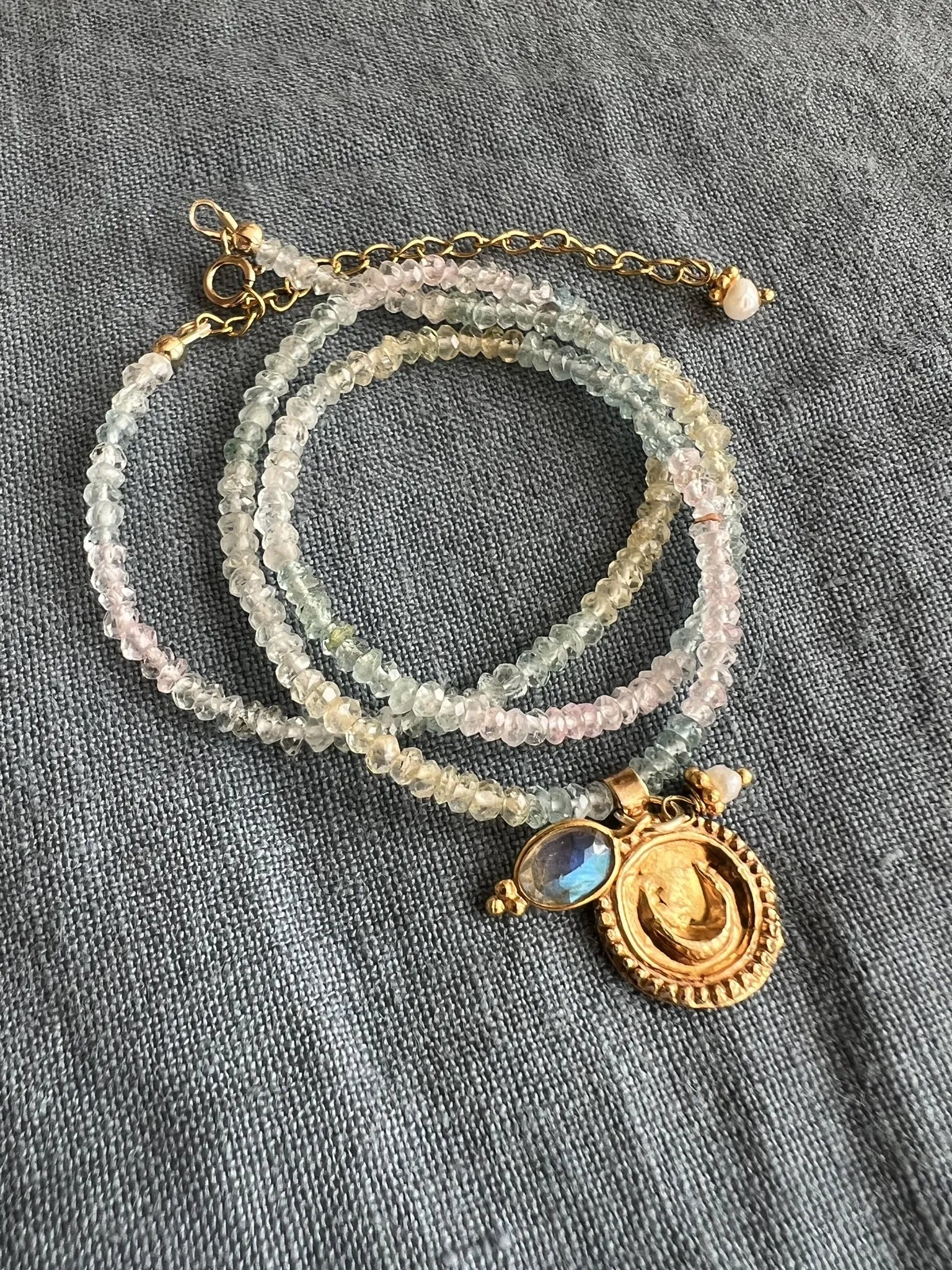 ojigi collier aigue marine amulette