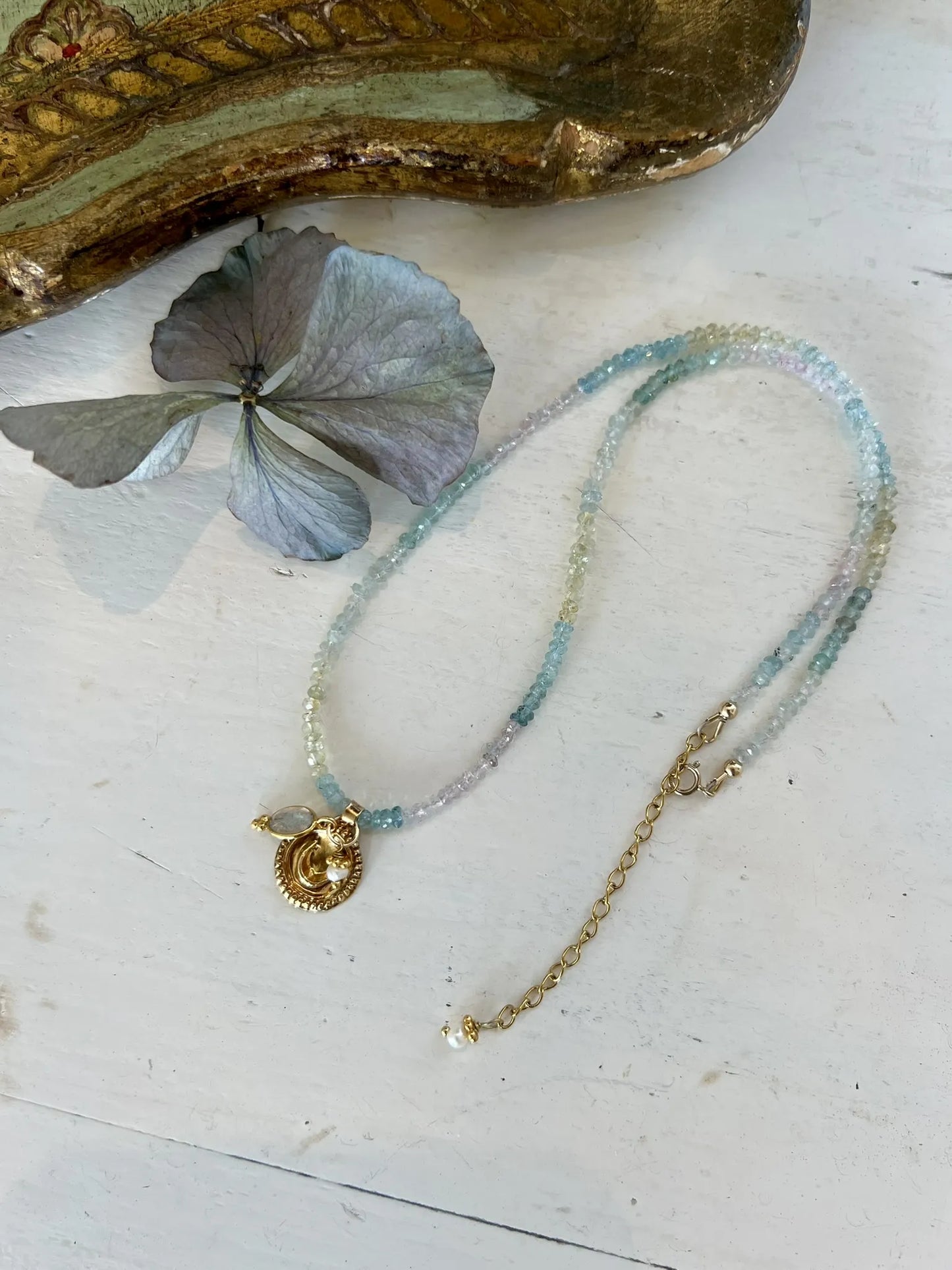 ojigi collier aigue marine amulette