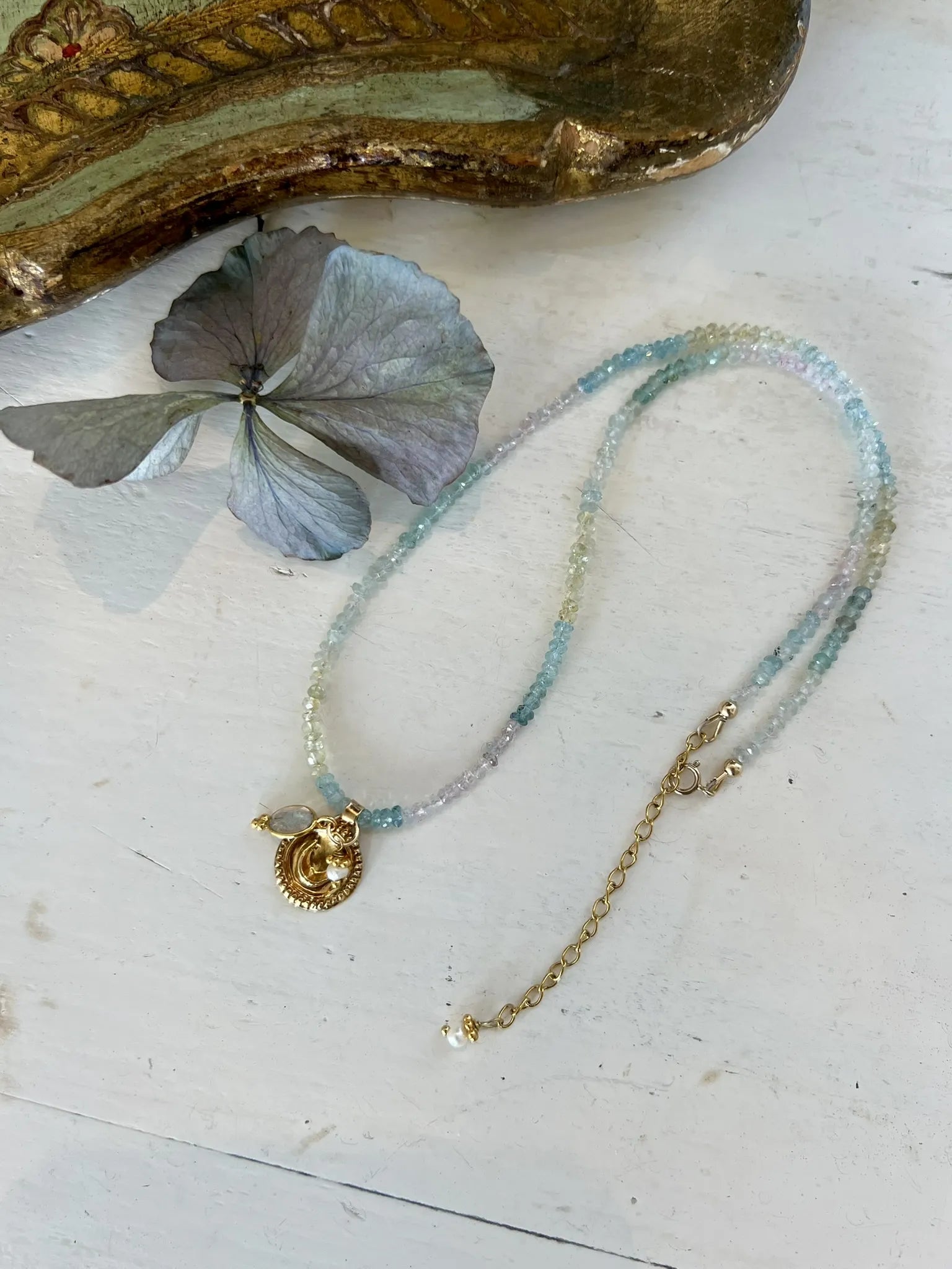 ojigi collier aigue marine amulette