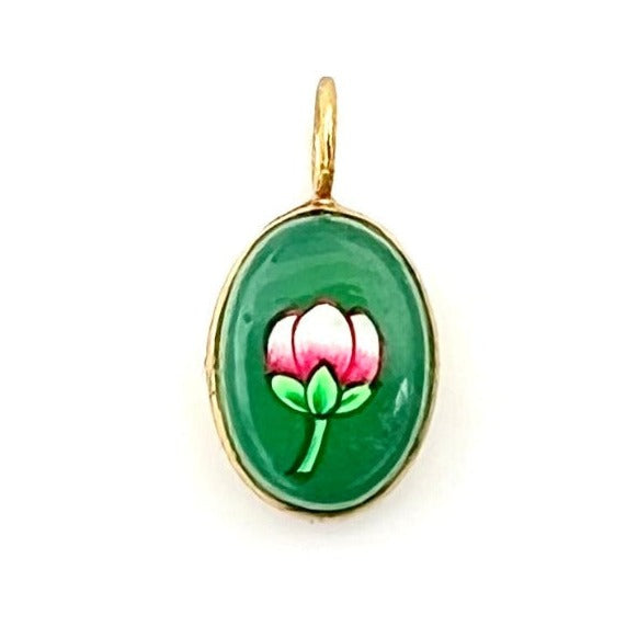 pendentif flower bud chrisoprase verte ojigi