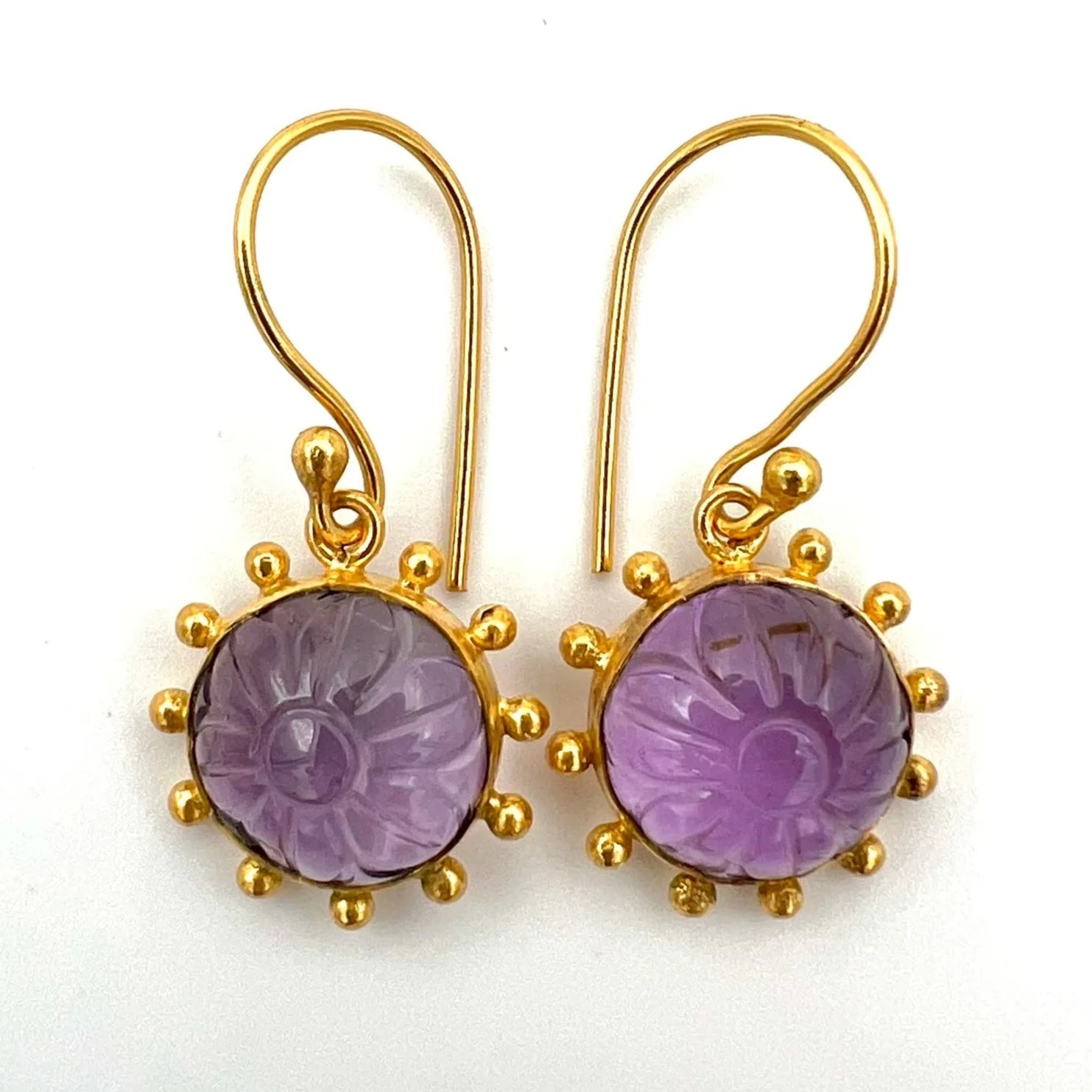 ojigi boucles d'oreilles dormeuses fleurs améthyste