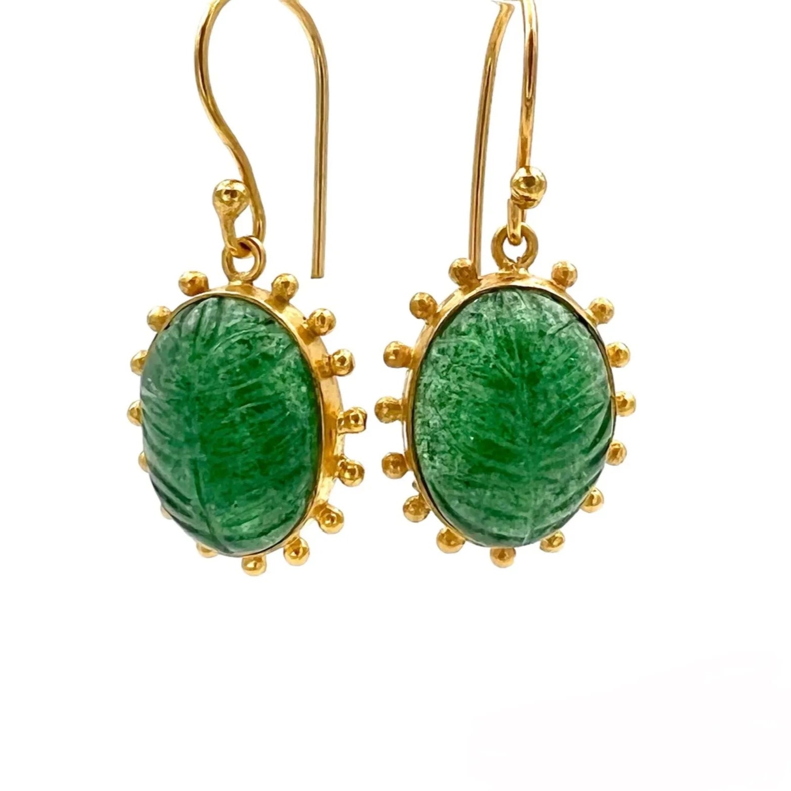 ojigi boucles d'oreilles dormeuse palme aventurine