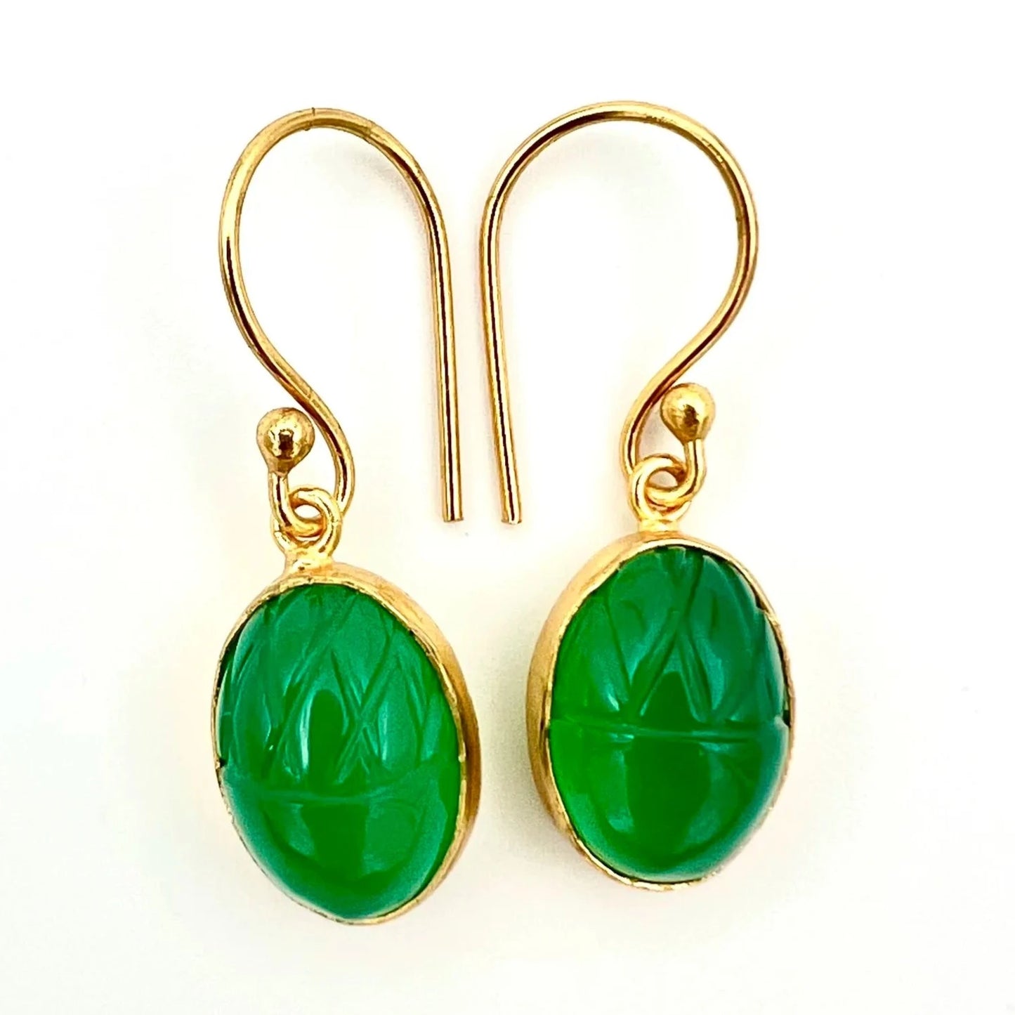Boucles d'oreilles BERTILLE - gland onyx vert